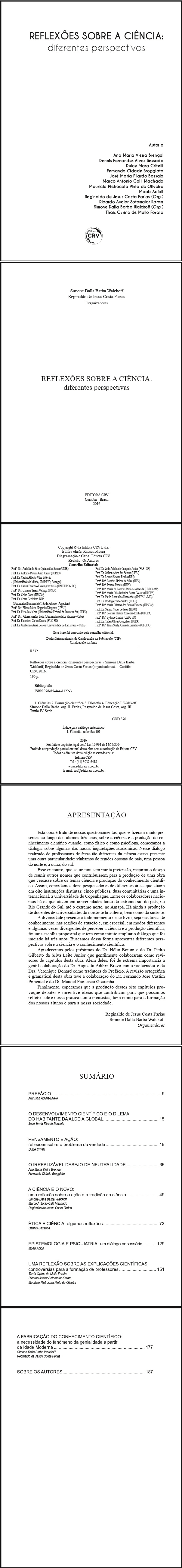 REFLEXÕES SOBRE A CIÊNCIA:<br>diferentes perspectivas